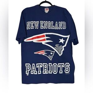 VTG 1995 New England Patriots Big Logo Graphic T-Shirt Sz Large Glow In The Dark